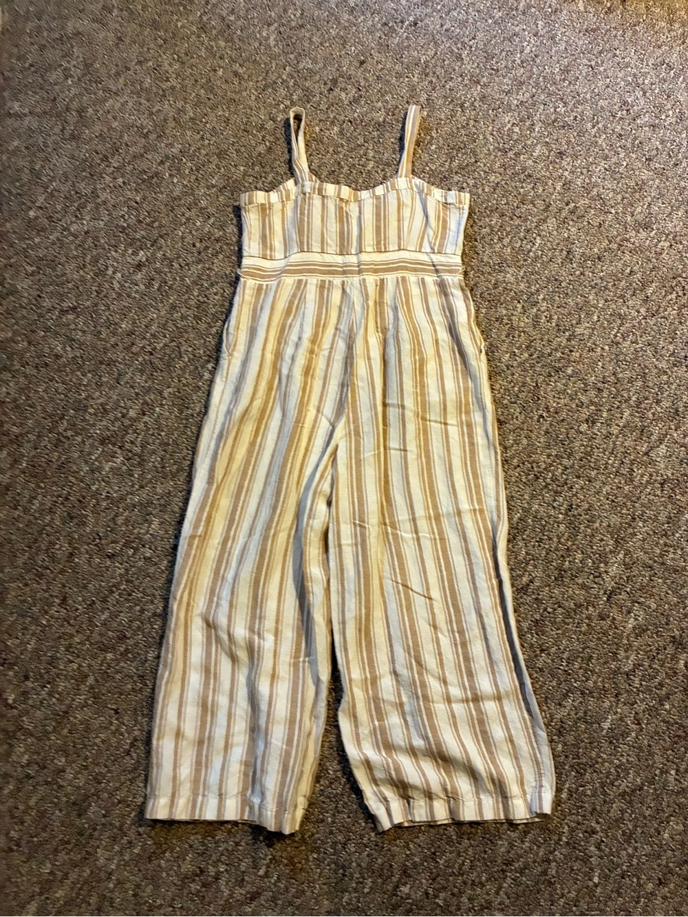 LOFT Striped Sleeveless Jumpsuit